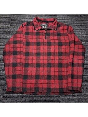 John Wayne Stock & Supply Men’s XL Buffalo Plaid 1/4 Zip Fleece Pullover